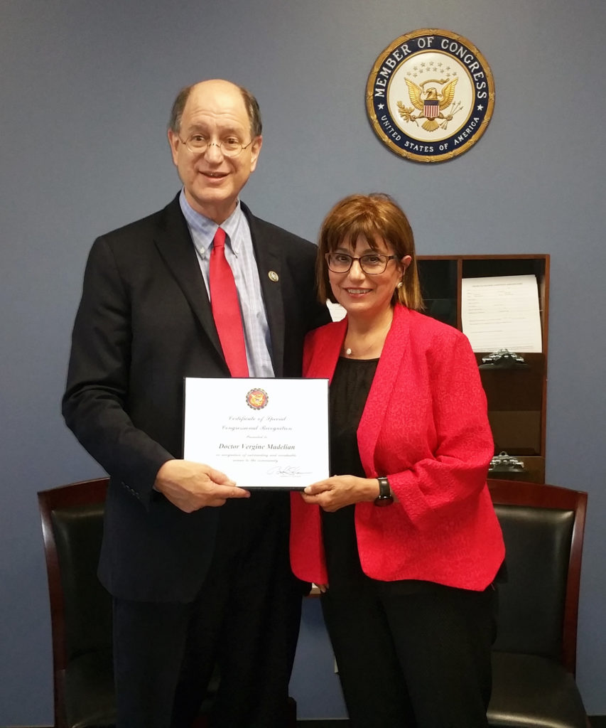 Brad Sherman Presenting Award to Dr. Vergine Madelian